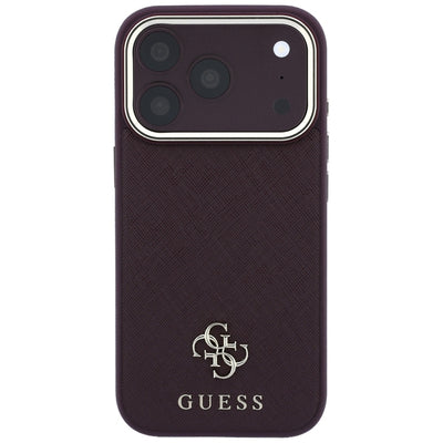 Guess Saffiano Small 4G &amp; Classic Logo MagSafe Case for iPhone 18 Pro / 17 Pro - Burgundy