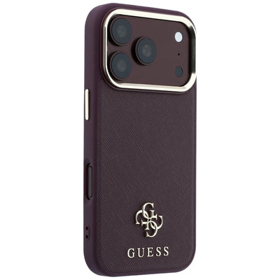 Guess Saffiano Small 4G &amp; Classic Logo MagSafe Case for iPhone 18 Pro / 17 Pro - Burgundy
