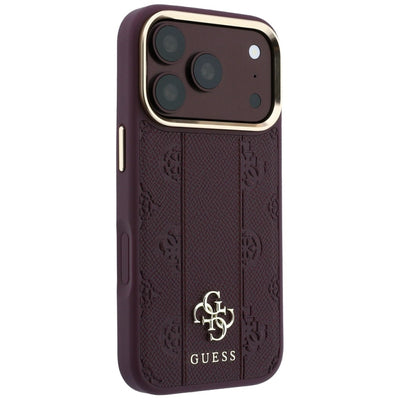 Guess Stripe Peony 4G Logo MagSafe Case for iPhone 18 Pro / 17 Pro - Burgundy
