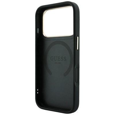 Guess Stripe Peony 4G Logo MagSafe Case for iPhone 17 Pro / 18 Pro - Black