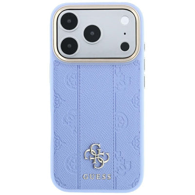 Guess Stripe Peony 4G Logo MagSafe Case for iPhone 18 Pro / 17 Pro - Light Blue