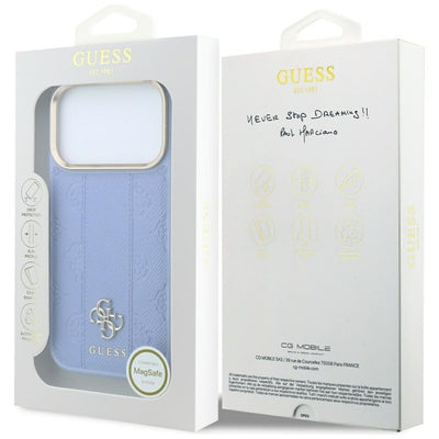 Guess Stripe Peony 4G Logo MagSafe Case for iPhone 18 Pro / 17 Pro - Light Blue
