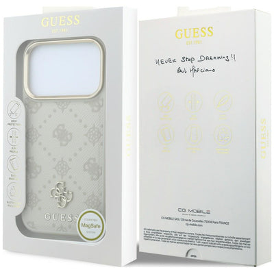Guess Stripe Peony 4G Logo MagSafe Case for iPhone 18 Pro Max / 17 Pro Max - Beige