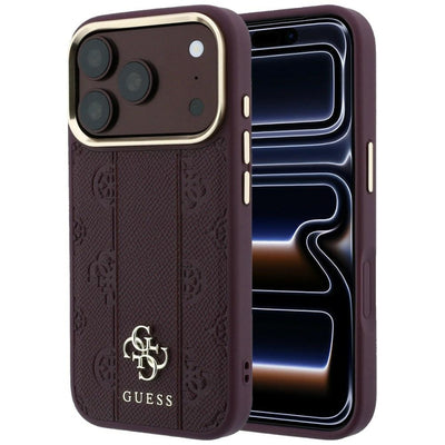 Guess Stripe Peony 4G Logo MagSafe Case for iPhone 18 Pro Max / 17 Pro Max - Burgundy