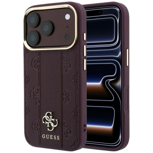 Guess Stripe Peony 4G Logo MagSafe Case for iPhone 18 Pro Max / 17 Pro Max - Burgundy