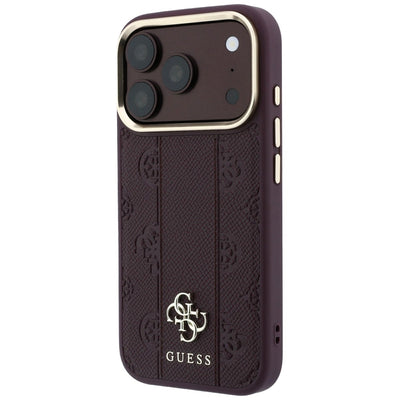 Guess Stripe Peony 4G Logo MagSafe Case for iPhone 18 Pro Max / 17 Pro Max - Burgundy