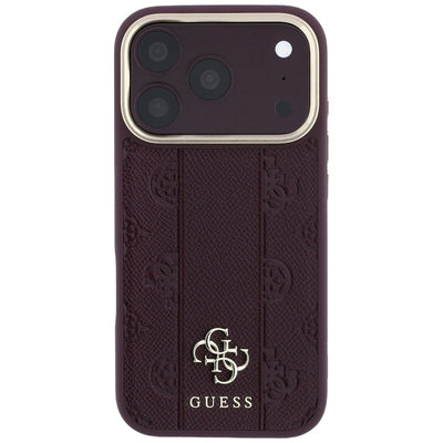 Guess Stripe Peony 4G Logo MagSafe Case for iPhone 18 Pro Max / 17 Pro Max - Burgundy