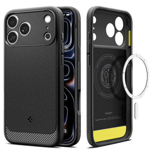 Spigen Rugged Armor MagSafe Case for iPhone 18 Pro / 17 Pro - Matte Black