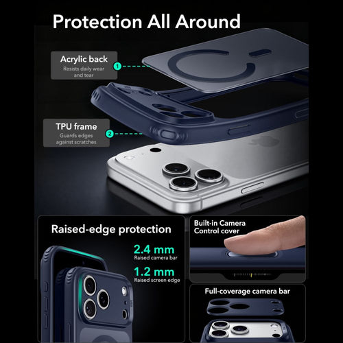 ESR Classic Hybrid MagSafe case for iPhone 18 Pro Max / 17 Pro Max - frosted blue