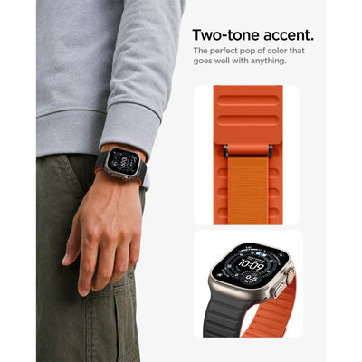 Spigen Athlex Air M Strap for Apple Watch 44/45/46/49 mm - Black and Orange