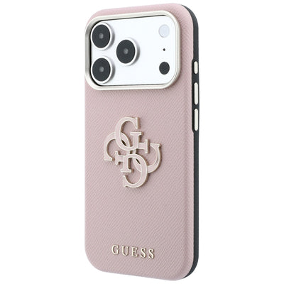 Guess Grained &amp; Big Resin Logo Case for iPhone 18 Pro / 17 Pro - Pink