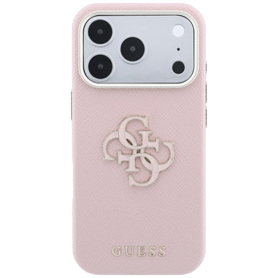 Guess Grained &amp; Big Resin Logo Case for iPhone 18 Pro / 17 Pro - Pink