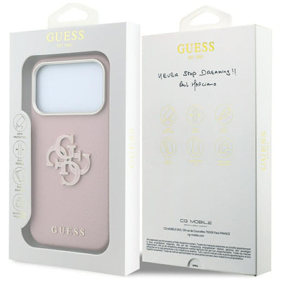 Guess Grained &amp; Big Resin Logo Case for iPhone 18 Pro / 17 Pro - Pink
