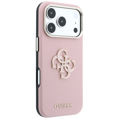 Guess Grained &amp; Big Resin Logo Case for iPhone 18 Pro Max / 17 Pro Max - Pink