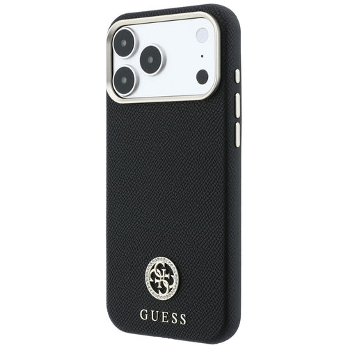 Guess Grained Round Strass Logo MagSafe Case for iPhone 18 Pro Max / 17 Pro Max - Black