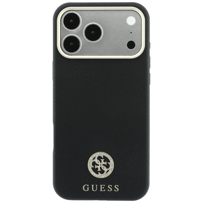 Guess Grained Round Strass Logo MagSafe Case for iPhone 18 Pro Max / 17 Pro Max - Black