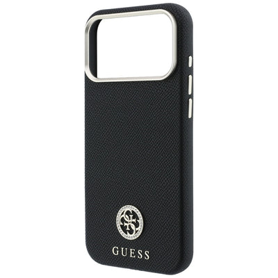 Guess Grained Round Strass Logo MagSafe Case for iPhone 18 Pro Max / 17 Pro Max - Black