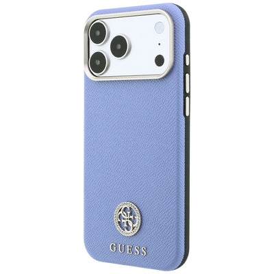 Guess Grained Round Strass Logo MagSafe Case for iPhone 18 Pro Max / 17 Pro Max - Blue