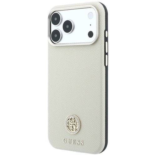 Guess Grained Round Strass Logo MagSafe Case for iPhone 18 Pro / 17 Pro - Beige