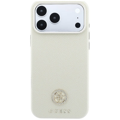 Guess Grained Round Strass Logo MagSafe Case for iPhone 18 Pro / 17 Pro - Beige