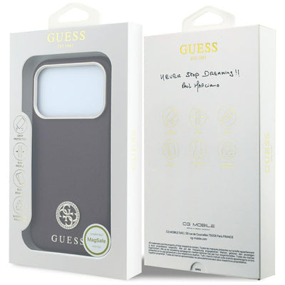Guess Grained Round Strass Logo MagSafe Case for iPhone 18 Pro Max / 17 Pro Max - Burgundy