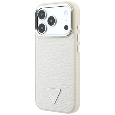 Guess Grained Triangle Logo MagSafe Case for iPhone 18 Pro / 17 Pro - Beige
