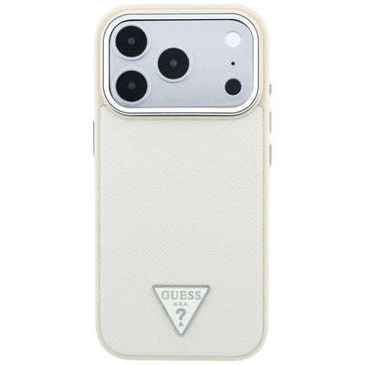 Guess Grained Triangle Logo MagSafe Case for iPhone 18 Pro Max / 17 Pro Max - Beige