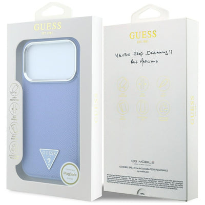 Guess Grained Triangle Logo MagSafe Case for iPhone 18 Pro Max / 17 Pro Max - Blue