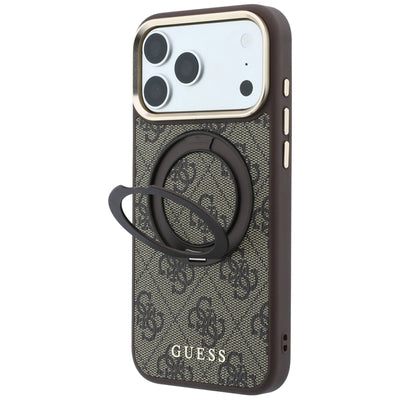 Guess Ring Stand 360 4G Classic Logo MagSafe Case for iPhone 18 Pro / 17 Pro - Brown