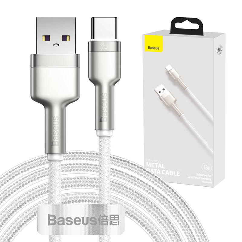 USB cable for USB-C Baseus Cafule, 66W, 2m (white) - Product Image 1