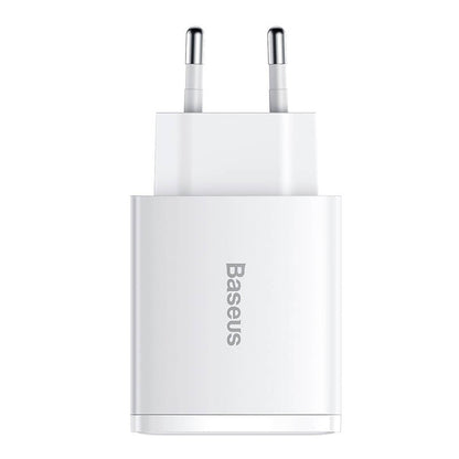 Ładowarka sieciowa Baseus Compact Quick Charger, 2xUSB, USB-C, PD, 3A, 30W (biała) - Product Image 3