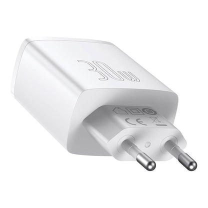 Ładowarka sieciowa Baseus Compact Quick Charger, 2xUSB, USB-C, PD, 3A, 30W (biała) - Product Image 4