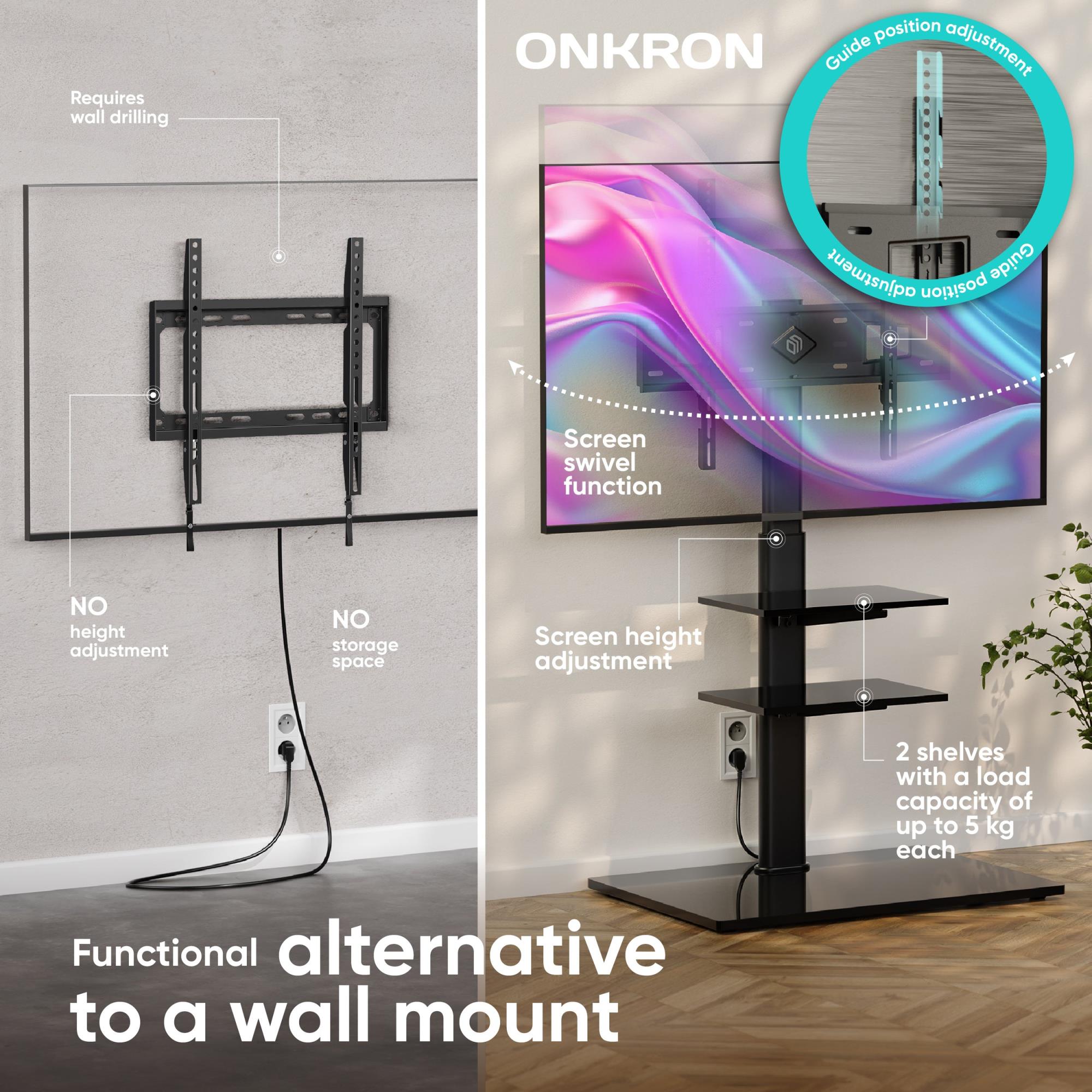 TV SET ACC FLOOR STAND /32-65"/BLACK TS5550-B ONKRON