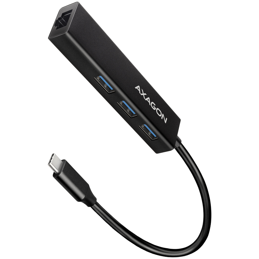 HMC-GL3A SUPERSPEED USB-C HUB + GIGABIT LAN — AXAGON