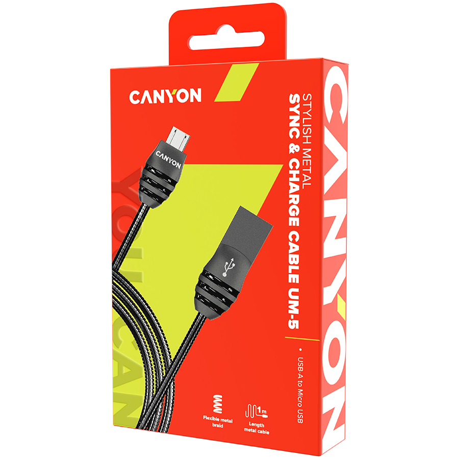 CANYON cable UM-5 MicroUSB 10W 1m Dark Grey