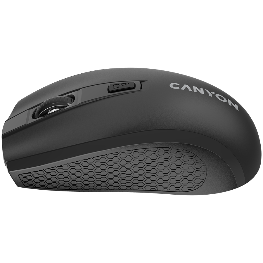CANYON MW-7, 2.4Ghz wireless mouse, 6 buttons, DPI 800/1200/1600, with 1 AA battery ,size 110*60*37mm,58g,black