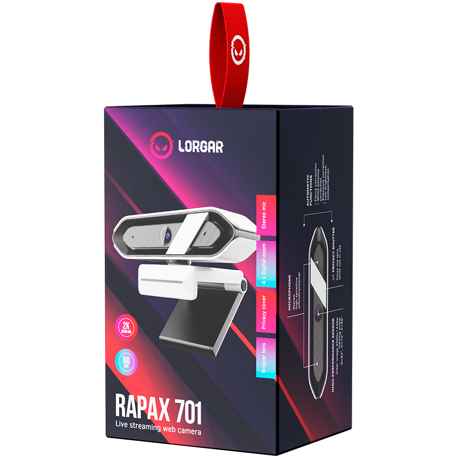 LORGAR Rapax 701, Streaming Camera,2K 1080P/60fps, 1/3'',4Mega CMOS Image Sensor, Auto Focus, Built-in high sensivity low noi