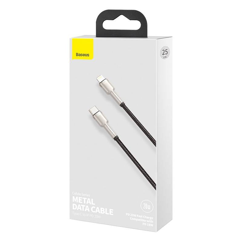 USB-C cable for Lightning Baseus Cafule, PD, 20W, 0,25m (black) - Product Image 7