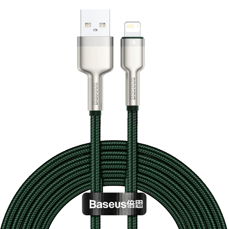 USB cable for Lightning Baseus Cafule, 2.4A, 2m (green) - Product Image 2