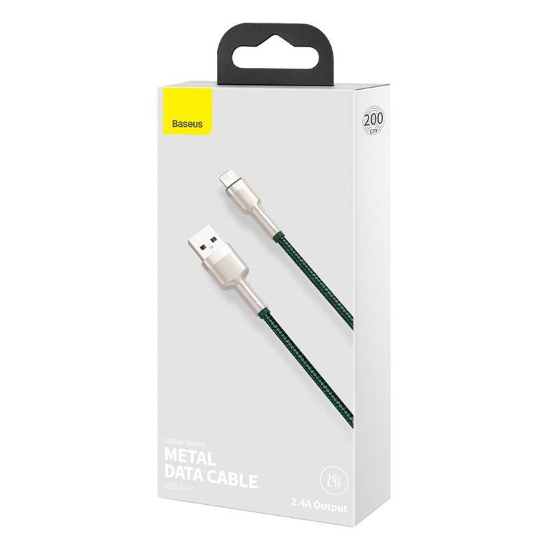 USB cable for Lightning Baseus Cafule, 2.4A, 2m (green) - Product Image 6