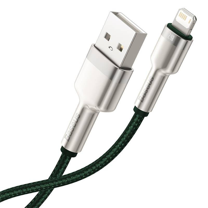 USB cable for Lightning Baseus Cafule, 2.4A, 2m (green) - Product Image 5