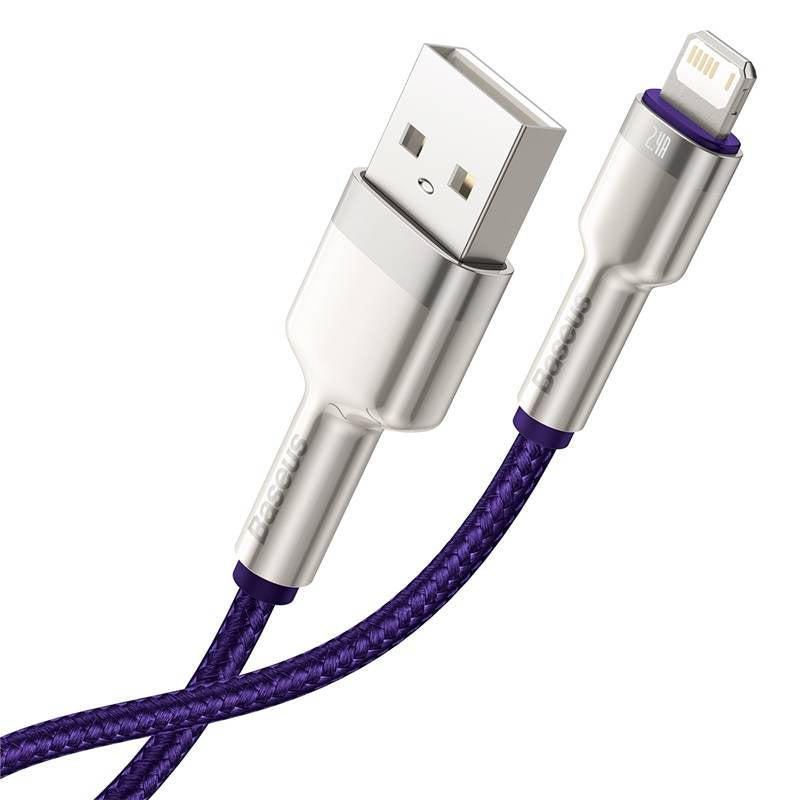 USB cable for Lightning Baseus Cafule, 2.4A, 1m (purple) - Product Image 4