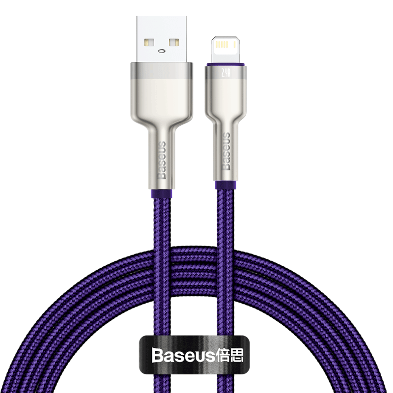 USB cable for Lightning Baseus Cafule, 2.4A, 1m (purple) - Product Image 1