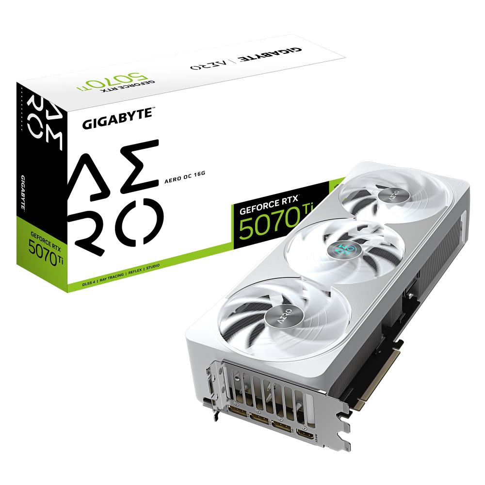 Graphics Card GIGABYTE NVIDIA GeForce RTX 5070 Ti 16 GB GDDR7 256 bit PCIE 5.0 16x GPU 2588 MHz Dual Slot Fansink 1xHDMI 3xDisplayPort GV-N507TAEROOC-16GD1.0