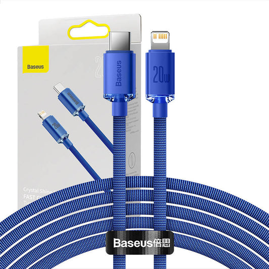 Baseus Crystal Shine cable USB-C to Lightning, 20W, PD, 2m (blue) - Product Image 1