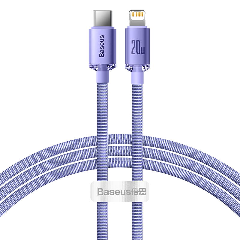 Baseus Crystal Shine cable USB-C to Lightning, 20W, PD, 1.2m (purple) - Product Image 2