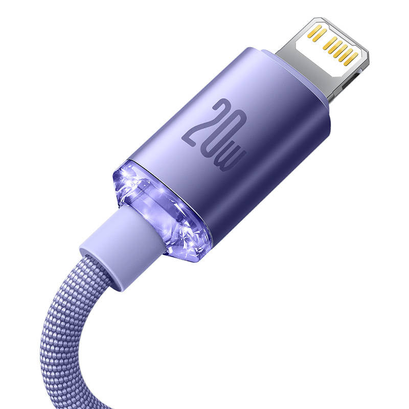 Baseus Crystal Shine cable USB-C to Lightning, 20W, PD, 1.2m (purple) - Product Image 4