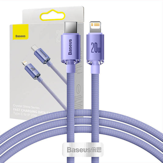 Baseus Crystal Shine cable USB-C to Lightning, 20W, PD, 1.2m (purple) - Product Image 1