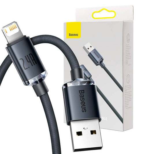 Baseus Crystal Shine cable USB to Lightning, 2.4A, 2m (black) - Product Image 1