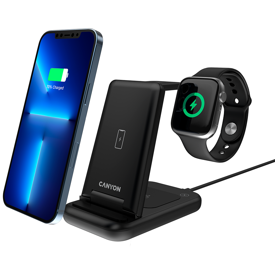 CANYON wireless charger WS-304 15W 3in1 Black